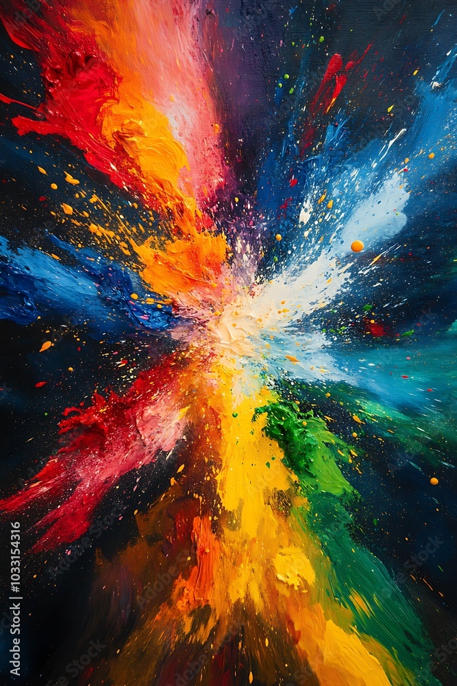 Aufkleber a vibrant explosion of colors in an abstract art piece, showcasing a dynamic interplay of hues and t