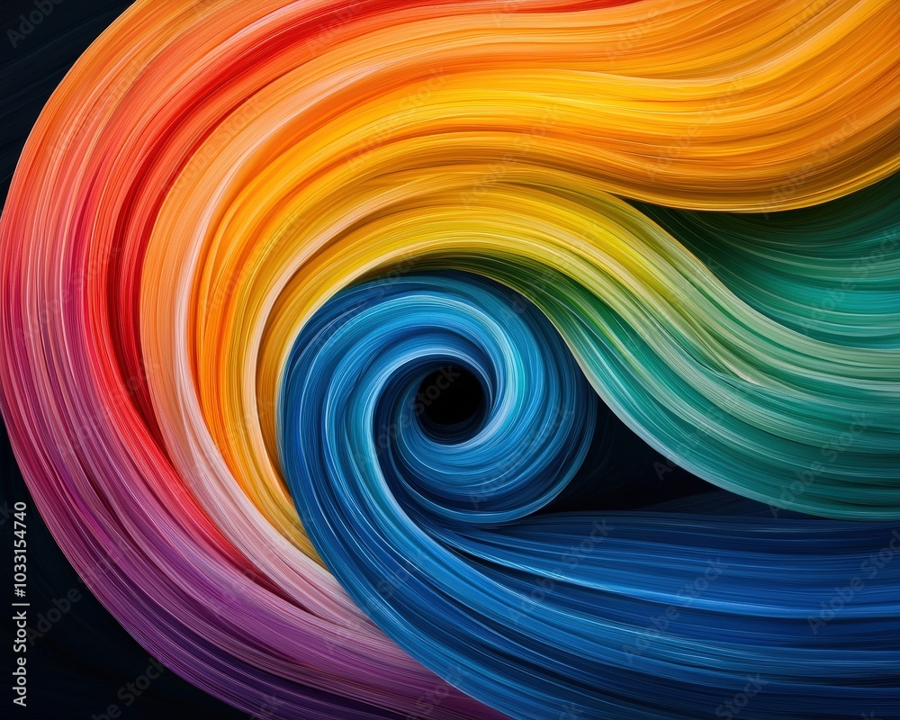 Wall mural spiraling patterns of color representing the creative potential of synergy