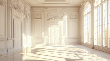Obraz premium Bright Elegant Interior with Sunlight and Shadows