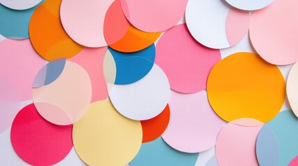 Colorful Circular Paper Cutouts on White Background