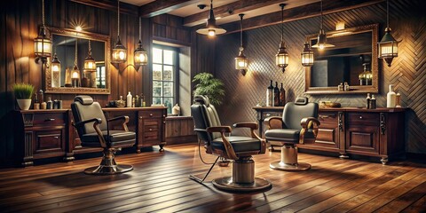 Professional Barber Shop Low Light Photography Banner for Stylish Grooming Services