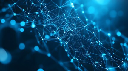 Obraz premium Abstract Blue Network of Interconnected Nodes and Lines