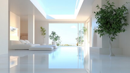 Fototapeta premium Modern Minimalist Living Room with Bright Natural Light