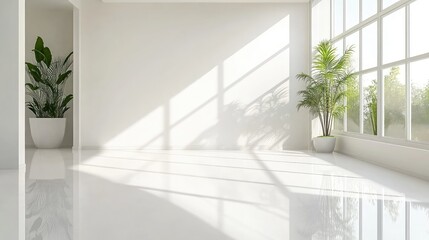 Fototapeta premium Bright and Minimalist Indoor Space with Plants