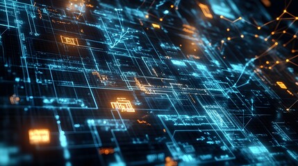 Obraz premium Abstract Digital Network with Glowing Lines and Nodes
