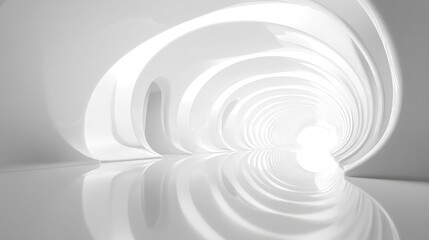 Fototapeta premium Abstract White Curved Tunnel with Reflections