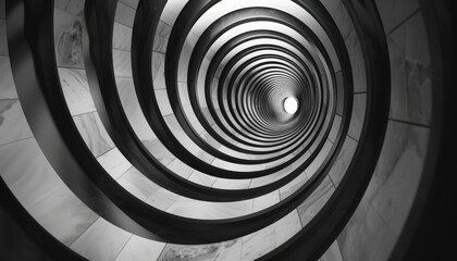 Fototapeta premium Black and white spiral staircase