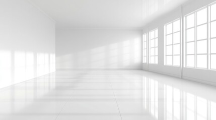 Bright Minimalist Interior Space with White Walls