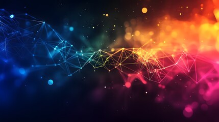 Obraz premium Abstract Network with Blue and Orange Glowing Lights