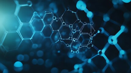 Obraz premium Abstract Blue Molecular Structure with Hexagon Patterns
