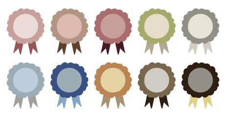 カラフルなロゼットリボン 手描きイラストセット