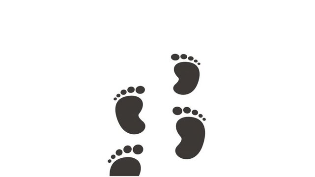 cartoon footprint illustration, plain background isolation, alpha channel setting, looping animation