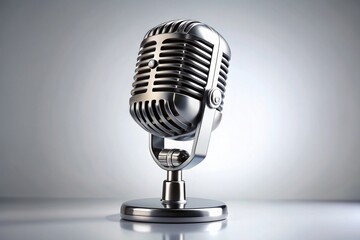 Retro Microphone Isolated on White Background - Vintage Style Photography for Music Lovers