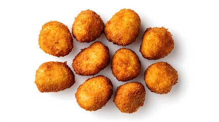 Croquettes surrounded by white background. 
