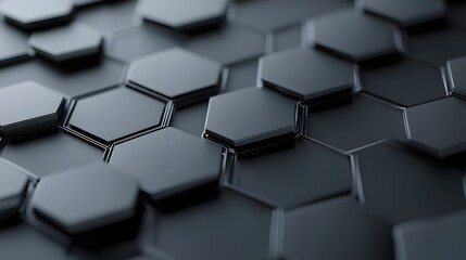 Abstract Pattern of Interlocking Black Hexagons