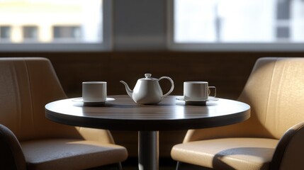 Cozy Tea Setup in Modern Cafe Ambiance