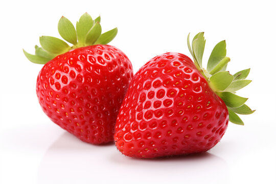 Strawberries on white background,isolated,Strawberries with leaf