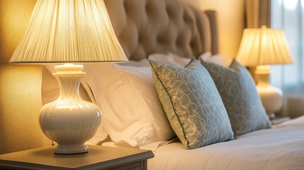 Cozy Bedroom with Elegant Lamps and Soft Linens