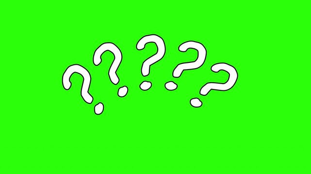 question marks drawn on green background, question marks confused icon animated, question mark flat design.