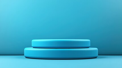 Blue podium on blue background