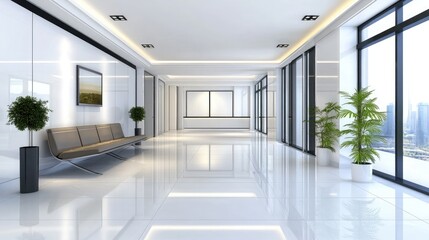 Fototapeta premium Modern Lobby Interior with Sleek Design and Natural Light