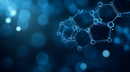 Fototapeta premium Abstract Blue Molecular Structure with Bokeh Background