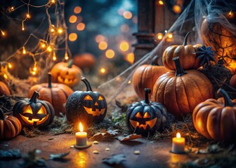 Spooky Minimalist Halloween Pumpkins and Cobwebs for Gothic Decor