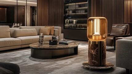 Stylish modern living room with elegant lamp design