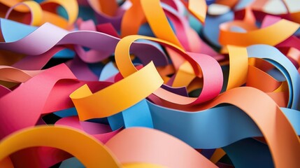 Colorful Paper Ribbons in Abstract Layout