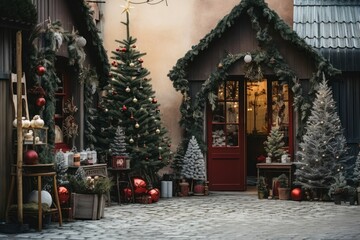 Christmas decoration street winter.