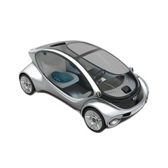3D model of a hybrid car with eco-friendly features, ultra-sharp and clear, isolated on white background