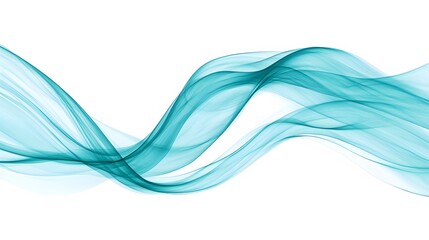 Fototapeta premium Abstract Teal Waves on White Background