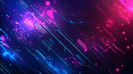 Obraz premium Abstract Neon Lines and Glowing Shapes on a Dark Background