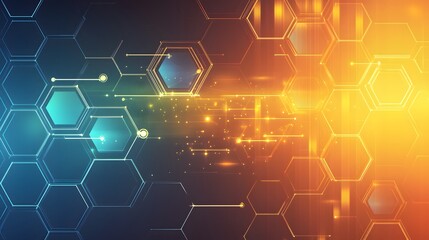 Fototapeta premium Abstract Digital Pattern with Glowing Hexagon Shapes and Lines
