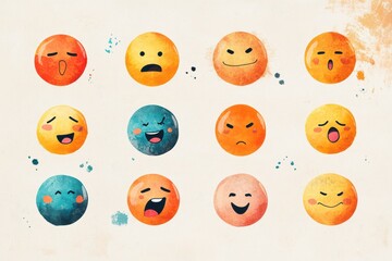 Obraz premium Generate an emoji sheet with various expressions and emotions