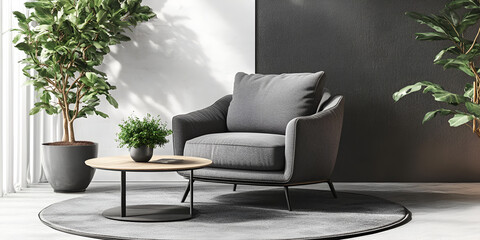Fototapeta premium Modern Minimalist Living Room