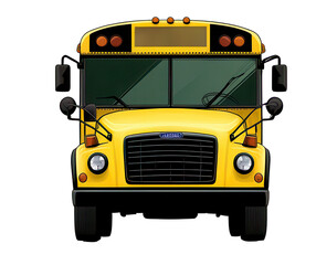 Fototapeta premium Yellow school bus, white isolate background