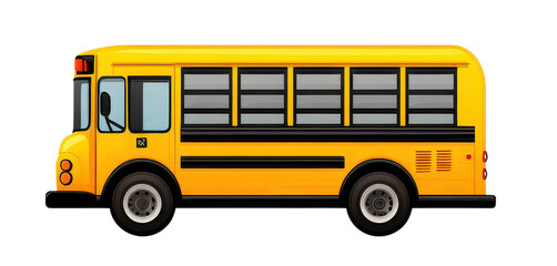 Yellow school bus, white isolate background