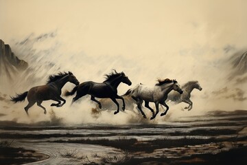 Fototapeta premium Horse running wallpaper outdoors animal mammal.