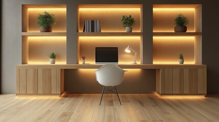 Fototapeta premium Modern minimalist home office design