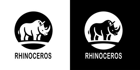 A clean and bold rhinoceros logo in a minimalistic style. A simple and powerful design that is perfect for your brand logo