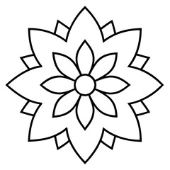 black and white flower traditional mandala