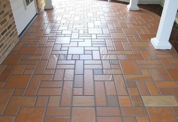 Stamped concrete Decorative concrete that is imprinted with patt