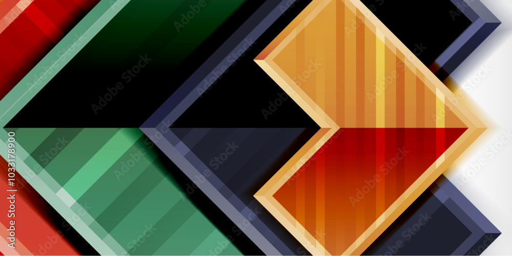 Poster Arrow symbols created with 3d effects and line texture geometric abstract background