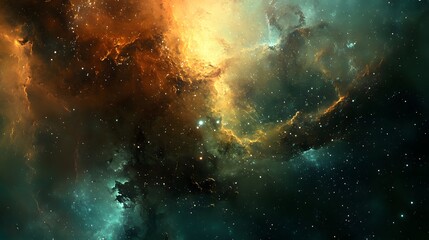 Obraz premium A Cosmic Tapestry of Glowing Nebulae and Distant Stars