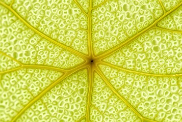 Detailed Cross Section of a Leaf A magnified view showcasing the