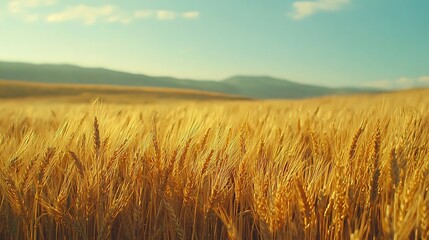 Obraz premium Golden Wheat Fields Swaying in the Breeze