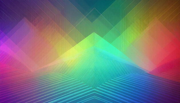 Rainbow background with geometric light patterns. Iridescent background material.