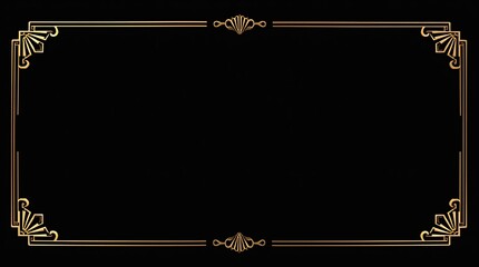 Elegant gold art deco border with 1920s decorative ornaments