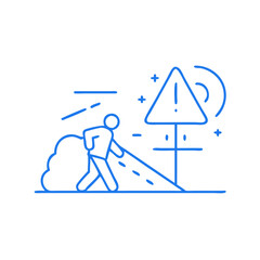 Person Warning Icon in Minimalist Style and Blue Color